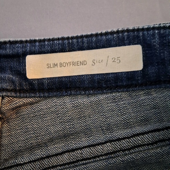 Anthropologie Pilcro Slim Boyfriend Floral Embroidered Distressed Jeans 25 Boho - Picture 11 of 16